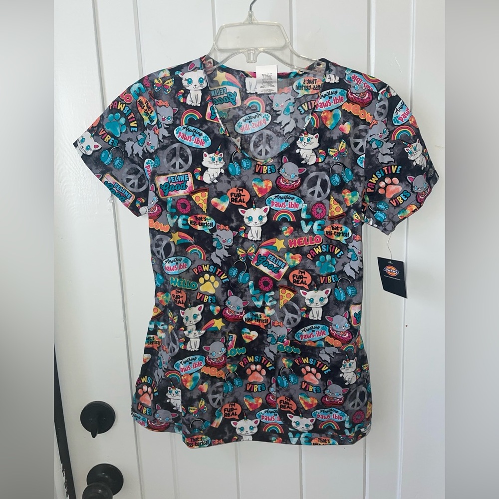 Pawsitive Vibes Dickies Scrubs EDS V Neck Top DK700 PWVB